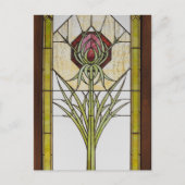 ステンドグラス様式化アザミの幾何学的形状 ポストカード (正面)