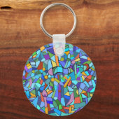 ステンドグラス模様(青) キーホルダー (正面)