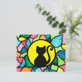 ステンドグラス水彩子猫葉書 ポストカード (スタンド正面)