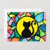 ステンドグラス水彩子猫葉書 ポストカード (正面/裏面)