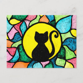ステンドグラス水彩子猫葉書 ポストカード