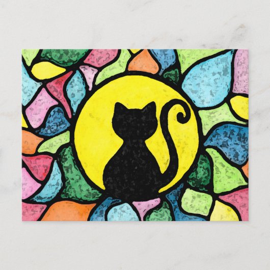 ステンドグラス水彩子猫葉書 ポストカード (正面)