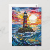 ステンドグラス海岸灯台アート ポストカード (正面/裏面)