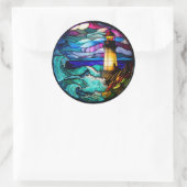 ステンドグラス灯台 ラウンドシール (バッグ)