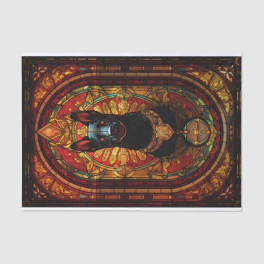 ステンドグラス犬 薄葉紙 (正面)