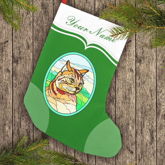 ステンドグラス猫1 スモールクリスマスストッキング