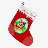 ステンドグラス猫1 ラージクリスマスストッキング (正面 (吊り時))