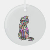 ステンドグラス猫 ガラスオーナメント (正面)