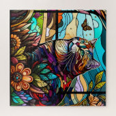 ステンドグラス猫 ジグソーパズル (横)