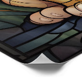 ステンドグラス獅子のキューブポスター – レガル子供部屋アート ポスター (角)