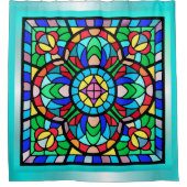 ステンドグラス画像シャワーカーテン シャワーカーテン (正面)