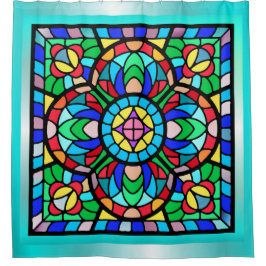 ステンドグラス画像シャワーカーテン シャワーカーテン