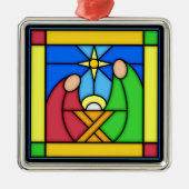 ステンドグラス画像出生シーン メタルオーナメント (正面)