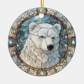 ステンドグラス白熊クリスマスオーナメント セラミックオーナメント (正面)