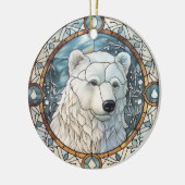 ステンドグラス白熊クリスマスオーナメント セラミックオーナメント (左)