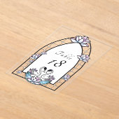 ステンドグラス白鳥の水結婚ユリのテーブル番号 アクリル招待状 (レイダウン)