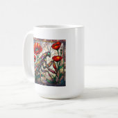 ステンドグラス祈のポピー鮮やかピー花 コーヒーマグカップ (正面左)