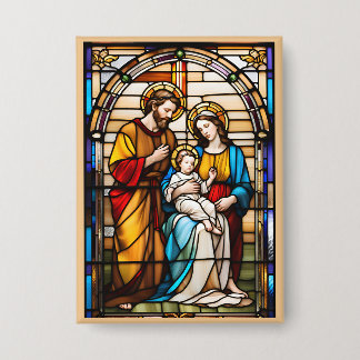 ステンドグラス神聖な家族のボタン着用可能な献身 缶バッジ