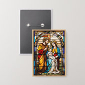 ステンドグラス神聖な家族のボタン着用可能な献身 缶バッジ (正面/裏面)