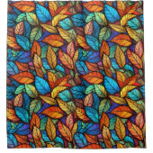 ステンドグラス秋離れシームレスパターン シャワーカーテン (正面)