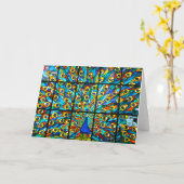 ステンドグラス空白の孔雀グリーティングカード カード (黄色い花)