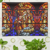 ステンドグラス窓かわいらしクリスマスプレゼント キッチンタオル (折り畳み)