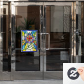 ステンドグラス窓にしがみつく ウィンドウサイン (オフィスドア)