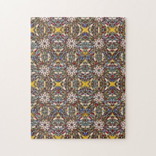 ステンドグラス窓のカラフルモザイク ジグソーパズル (縦)