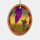 ステンドグラス窓のターコイズのハチドリ セラミックオーナメント (右)