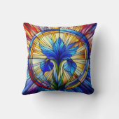 ステンドグラス窓アヤメ花 クッション (裏面)