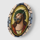 ステンドグラス窓イエス ラージ壁時計 (傾斜)