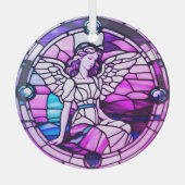 ステンドグラス窓クリスマスツリーエンジェル ガラスオーナメント (正面)