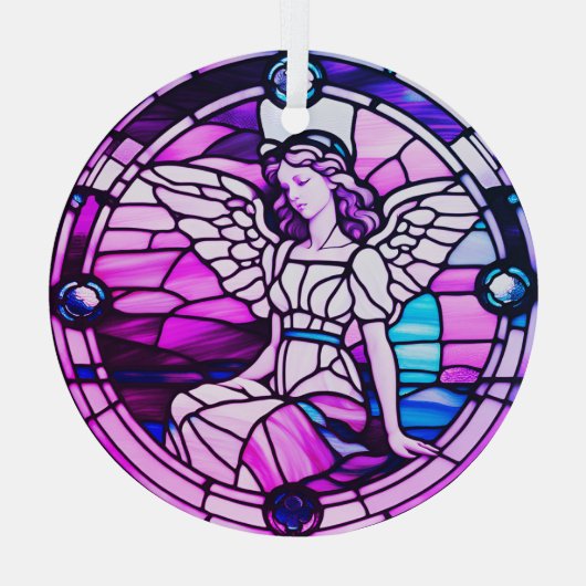 ステンドグラス窓クリスマスツリーエンジェル ガラスオーナメント (裏面)
