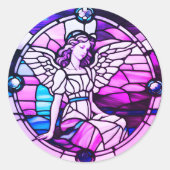 ステンドグラス窓クリスマス天使 ラウンドシール (正面)