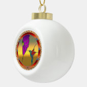 ステンドグラス窓ターコイズハミングバード セラミックボールオーナメント (右)