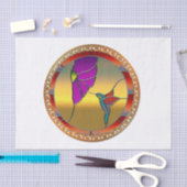 ステンドグラス窓ターコイズハミングバード 薄葉紙 (クラフト)