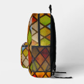 ステンドグラス窓ダイヤモンドパターン プリントバックパック (右)