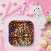 ステンドグラス窓ベビーイエス出生 ペーパープレート (パーティー)