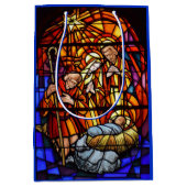 ステンドグラス窓出生クリスマス抱き枕 ミディアムペーパーバッグ (正面)