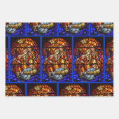 ステンドグラス窓出生ベビーイエズクリスマス ラッピングペーパーシート (正面3)