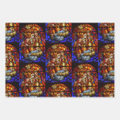 ステンドグラス窓出生ベビーイエズクリスマス ラッピングペーパーシート (正面2)