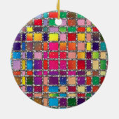 ステンドグラス窓数々の色パターンオーナメント セラミックオーナメント (裏面)