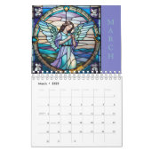 ステンドグラス窓2026パーソナライズされた天使 カレンダー (3月 2025)