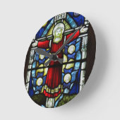ステンドグラス窓 ラウンド壁時計 (傾斜)
