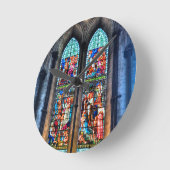 ステンドグラス窓、英国サリスベリー大聖堂 ラウンド壁時計 (傾斜)