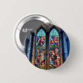 ステンドグラス窓、英国サリスベリー大聖堂 缶バッジ (正面&裏面)