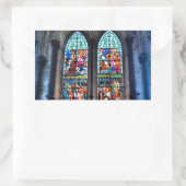 ステンドグラス窓、英国サリスベリー大聖堂 長方形シール (バッグ)