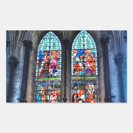 ステンドグラス窓、英国サリスベリー大聖堂 長方形シール (正面)