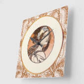 ステンドグラス窓byアルフォンスミュシャ スクエア壁時計 (傾斜)