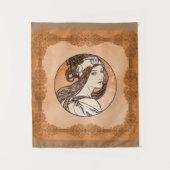 ステンドグラス窓byアルフォンスミュシャ タペストリー (正面)